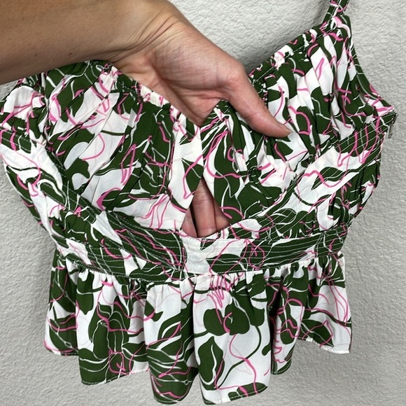 New Parker Floral Print Peplum Cami Top Keyhole Cut Out Tropical Sz 0 - Picture 5 of 14